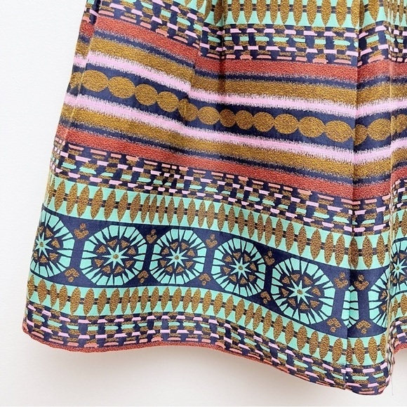 Anthropologie Morgan Carper Nomad Geometric Boho Print Pleated Mini Skirt - Picture 3 of 10